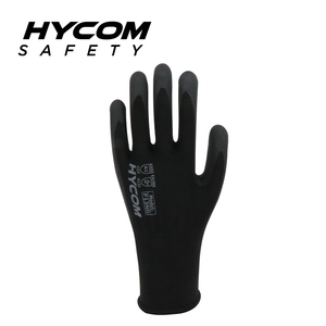 HYCOM Guante de poliéster 13G con recubrimiento de nitrilo Sandy en la palma y guantes de trabajo con puntos de nitrilo